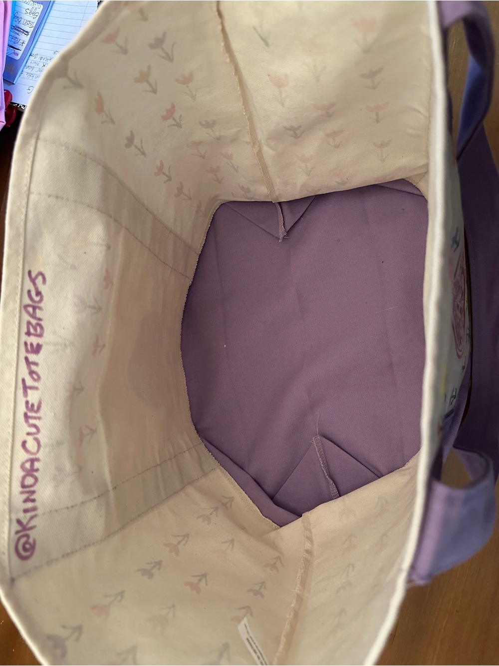 Hand Painted Trader Joe’s Lavender Canvas Tote Bag (Large Size) - Picture 4 of 5